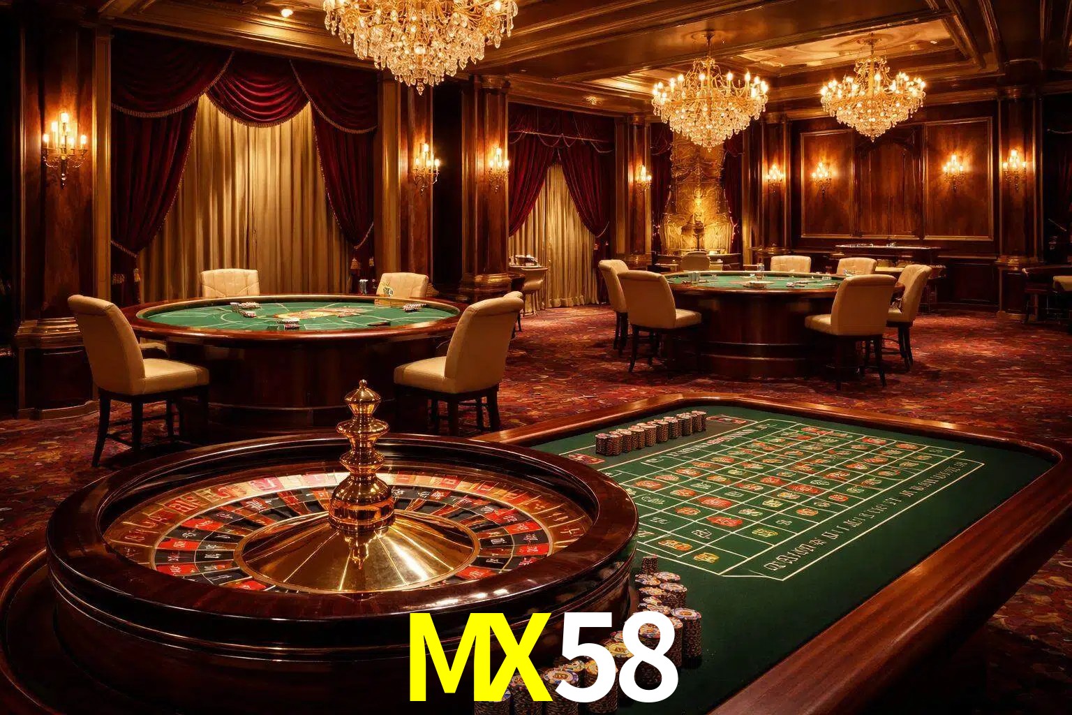 Una escena premium de mesa de casino en vivo con cartas, elementos de ruleta y un ambiente pulido de estudio de transmisión.